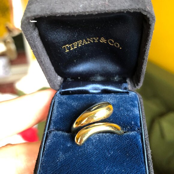 Tiffany & Co. Elsa Peretti Teardrop Bypass Band - Yellow Gold 18k Ring 6.5 - Picture 1 of 6